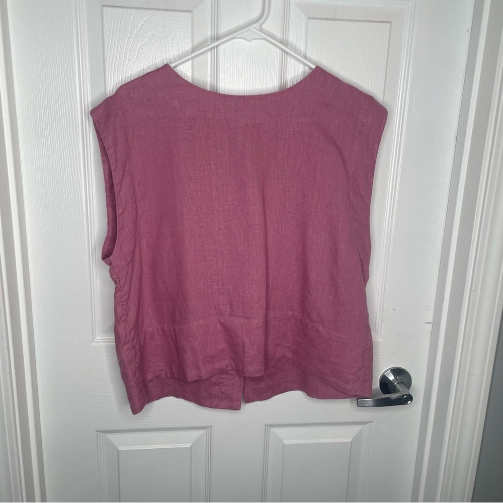 Madewell Bateau-Neck Tank in 100% Linen Beach Coastal Vacation in Shaded Pink L - Picture 2 of 12